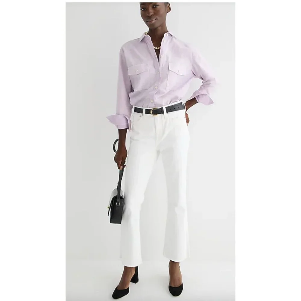 J.Crew $128 10" Demi Boot Crop Jeans White Size 32 BQ298 - Picture 3 of 8
